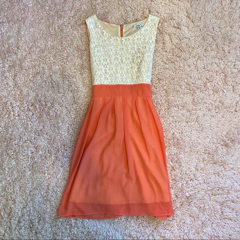 Medium papaya white floral and coral dress